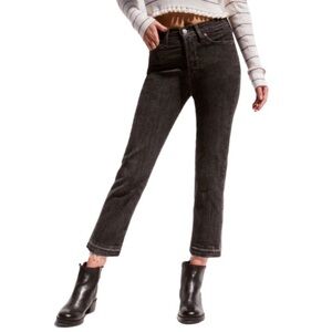 Levi's Wedgie Straight Cropped Released Hem Jeans Faded Black Size 26